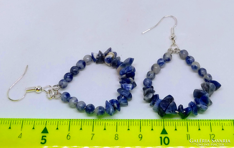 Sodalite mineral bracelet-earring set 76