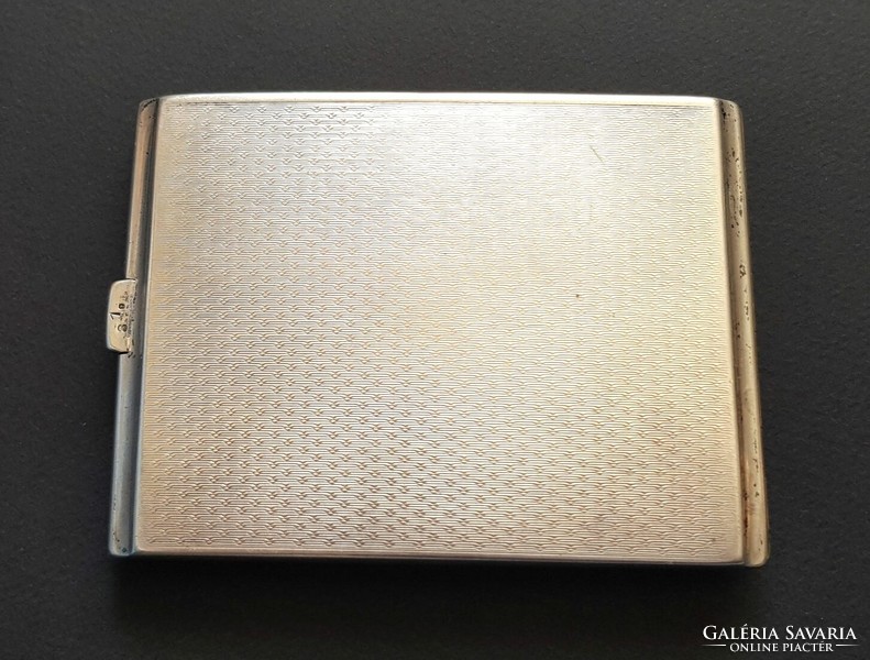 Beautiful Hungarian silver chiseled cigarette case with greyhound head