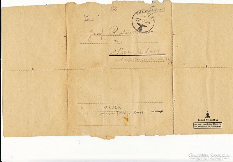Németország III.birodalom, tábori posta 1943