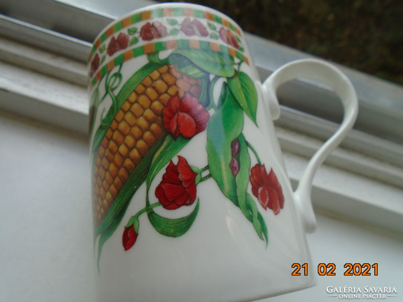 Crown Trent Staffordshire angol finomporcelán bögre GARDENIA  zöldség és virág mintával