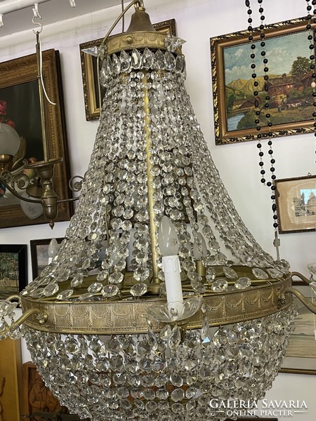 Antique crystal chandelier with 8 arms, huge size