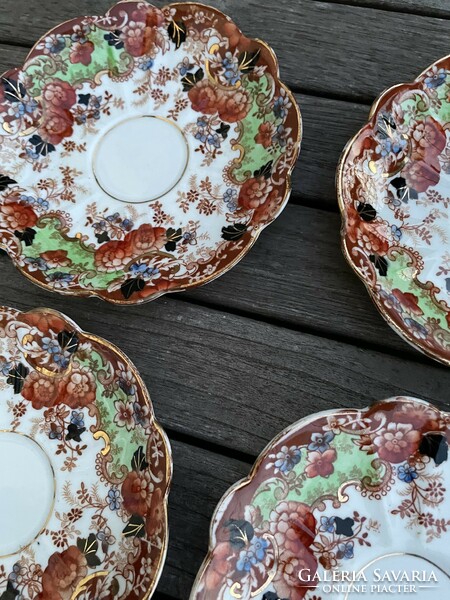 Antique Mayer & Sherratt hand-painted floral set of 6 small plates