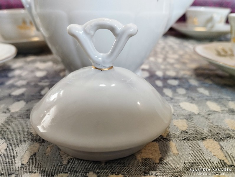 Német vintage aranymintás 15 részes porcelán mokkás készlet