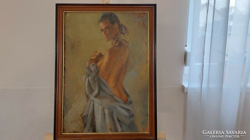 (K) gábor walter ? Marked nude - semi nude painting with frame 41x57 cm