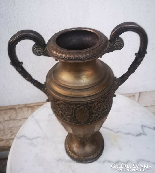 Antik 1800-as Hatalmas Biedermeier, Ezüstözött díszes váza, Amphora kiváló dekoráció gyüjtemény,