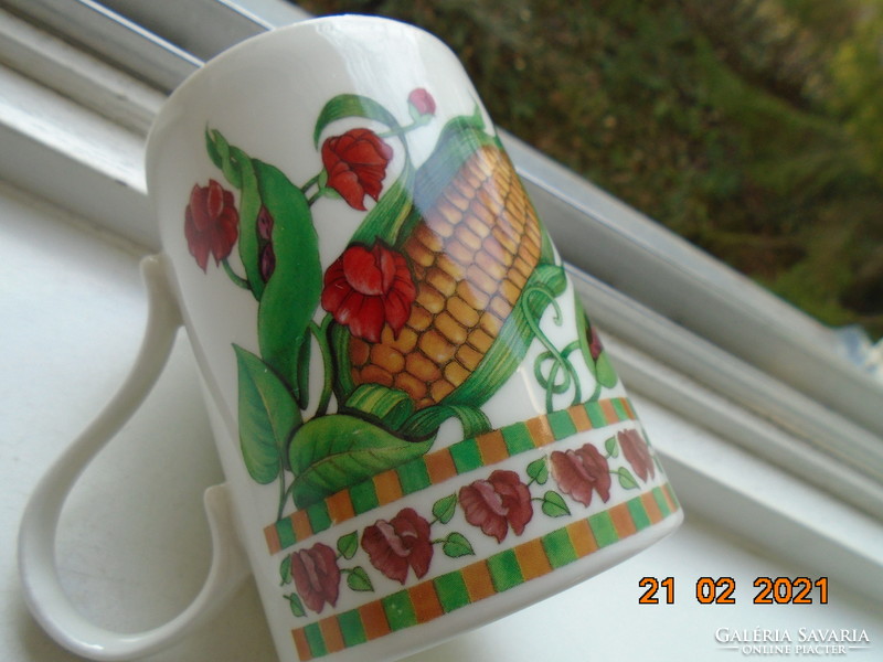 Crown Trent Staffordshire English fine porcelain mug with gardenia vegetable and flower pattern