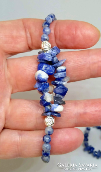 Sodalite mineral bracelet-earring set 76