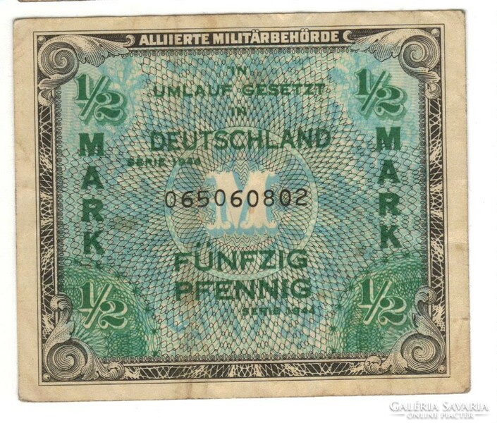 1/2 fél márka 1944 Német katonai bankjegy 2.