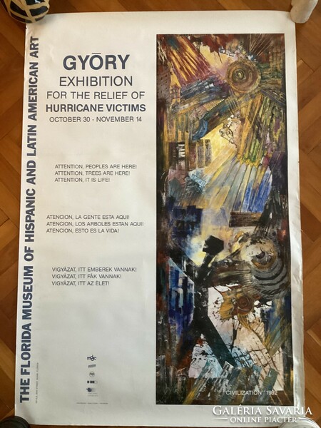 Györy Eszter kiállítási plakátja a Hurrikán áldozatok emlékére .