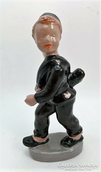 Kerámia kéményseprő, 16,5 cm, régi kerámia figura
