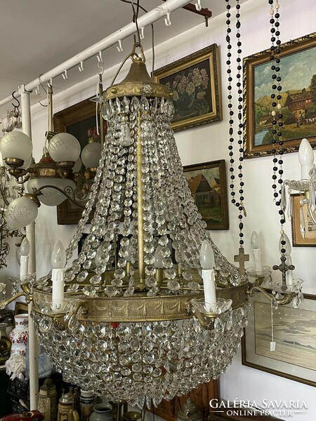 Antique crystal chandelier with 8 arms, huge size