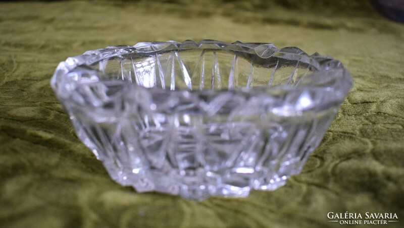 Table ashtray, ash holder, ashtray retro patterned white glass 14 x 4.5 cm