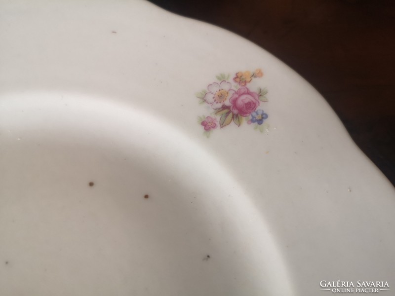 Antik Zsolnay, 6 db rózsás süteményes porcelán pajzspecsétes tányér