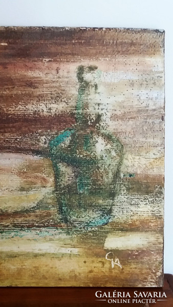 Festmény csendélet olajfestmény farostra jelzett 30 cm