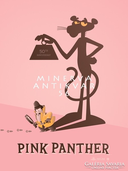Pink panther and the warden cartoon poster reprint, for children, for children's room, funny wall picture