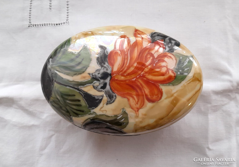 Oval porcelain bonbonnier - hand painting -