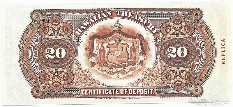 Hawaii 20 Hawaiian Dollars 1879 Replica