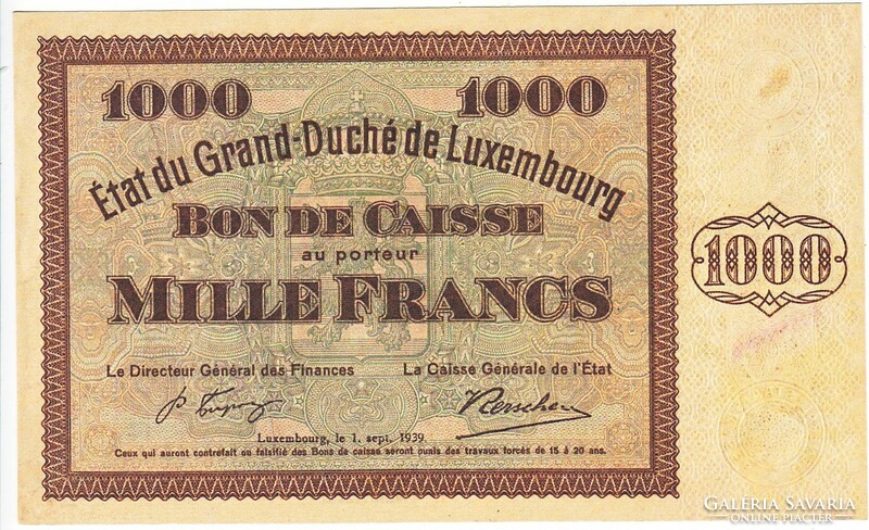 Luxemburg 1000 Luxemburgi frank 1939 REPLIKA