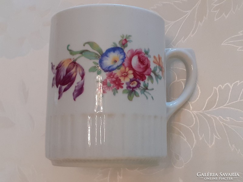 Régi Zsolnay porcelán bögre tulipános népi teás vintage csésze