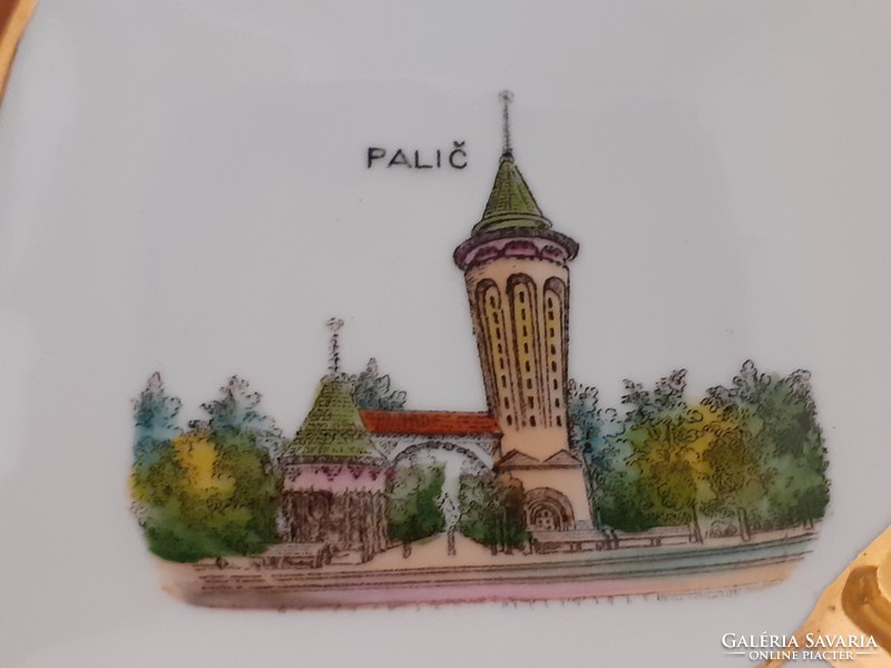 Retro emléktárgy Palič feliratos porcelán Palics fürdő emlék relikvia mini hamutartó