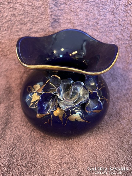 Dark blue painted porcelain vase