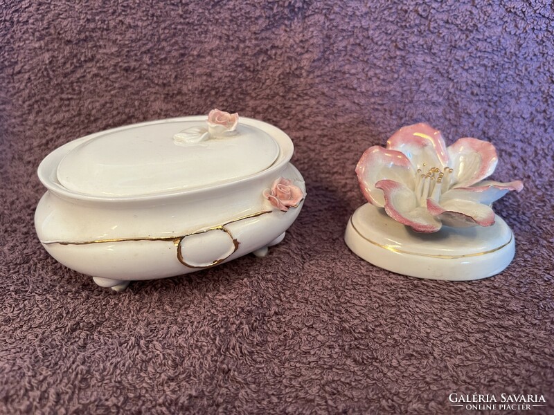 Hand painted porcelain jewelry holder set