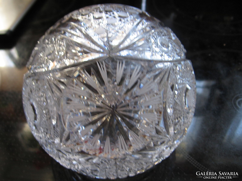 Crystal basket, jewelry holder, heavy, hand polished