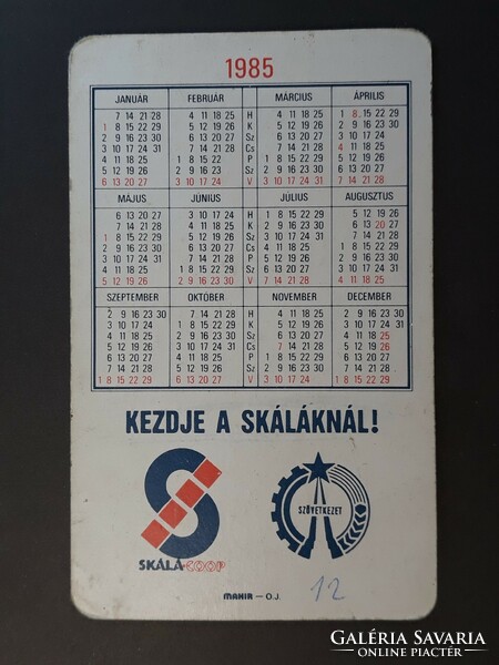 Old card calendar 1985 - start at scale! With inscription - retro calendar