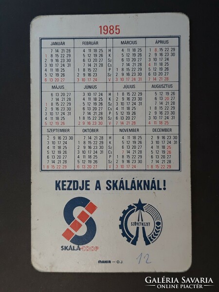 Régi Kártyanaptár 1985 - Kezdje a skálánál! felirattal - Retró Naptár