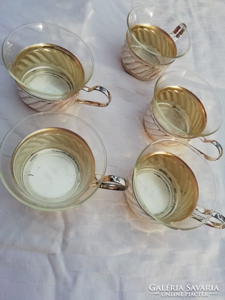 Schott mainz jena glass cups with metal holder