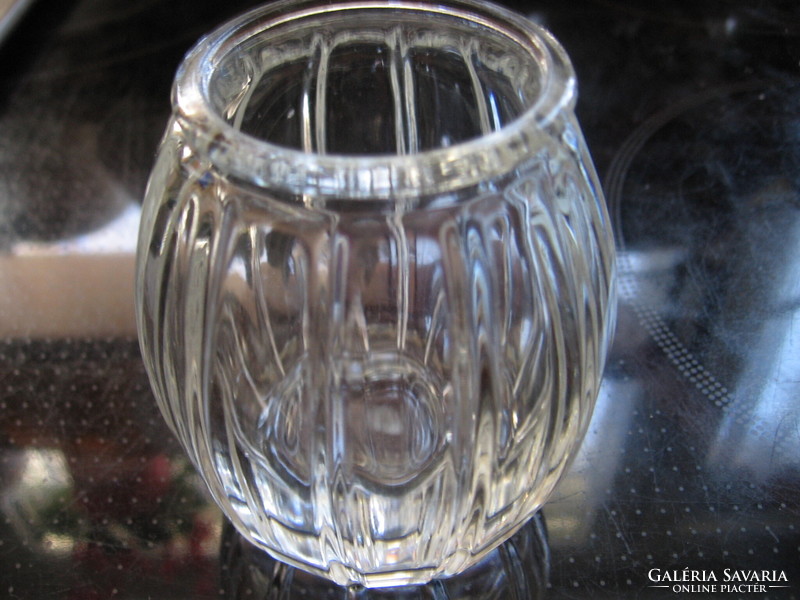 Crystal ribbed art deco vase