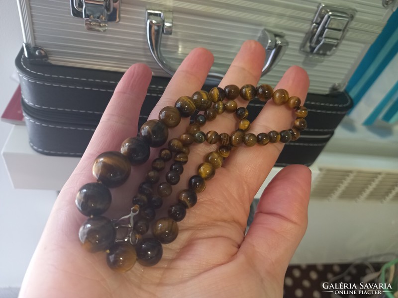 Wonderful tiger eye necklace, string of pearls from original top pearls