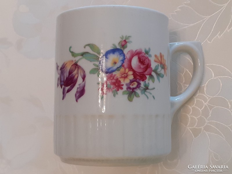 Old zsolnay porcelain mug with tulip folk tea vintage cup
