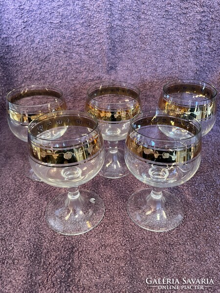 Gold-plated cognac glass set
