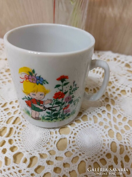 Beautiful small children's mug with spring flowers