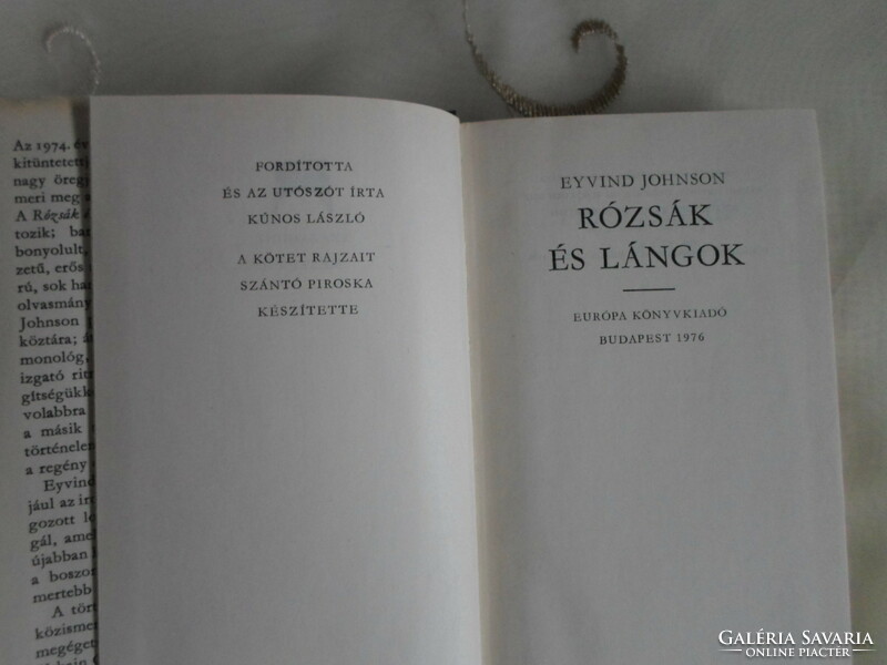 Eyvind Johnson: Rózsák és lángok (Európa, 1967; svéd irodalom, történelmi regény)