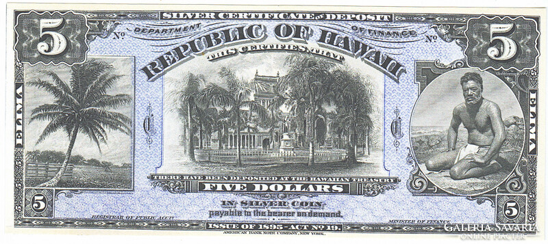 Hawaii 5 Hawaiian Dollars 1895 Replica