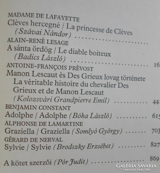 Klasszikus francia kisregények (A világirodalom klasszikusai; Európa, 1988)