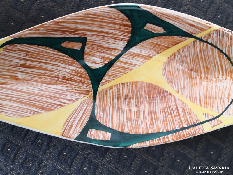 Art deco Kerámia, csónak formájú tál, jelzett