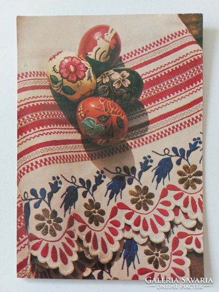 Retro húsvéti képeslap hímes tojás fotó levelezőlap 1980