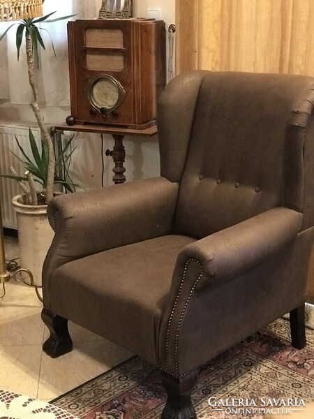 Huge leather armchair with ears