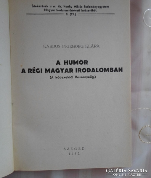 Kardos ingeborg skármá: humor in old Hungarian literature (Szeged, 1942)