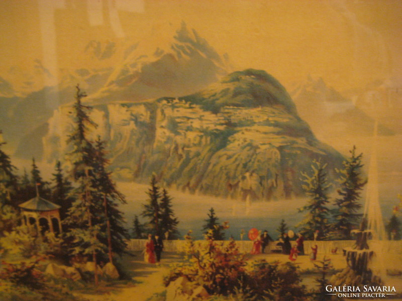 Alpesi tájkép , valószínú  egy nívós  nyomat  egy jó állapotú szép keretben