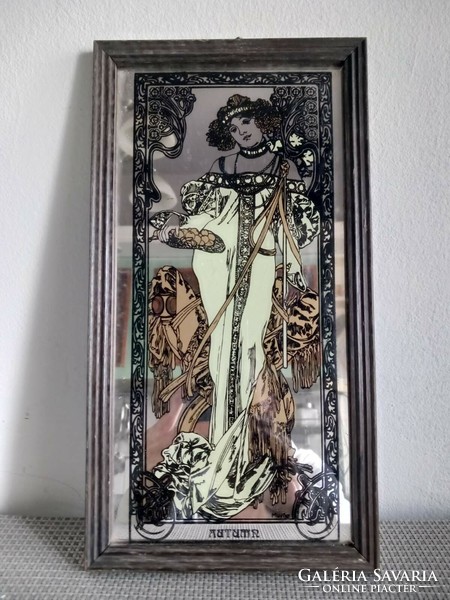 Art Nouveau Jugendstil Alfonz Mucha style mirror wall picture. Negotiable.