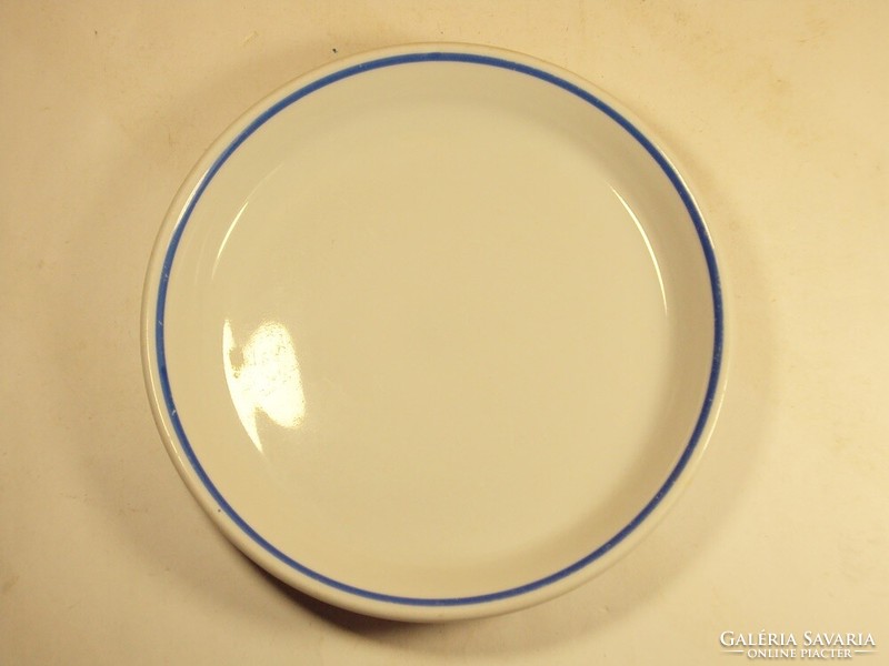 Retro Zsolnay Pécs porcelán süteményes tányér kék szegélyes üzemi konyha étkezde