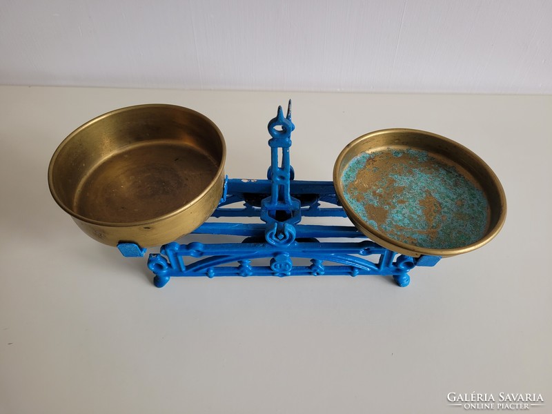 Old antique small size copper pan kitchen household blue cast iron scale vintage decoration