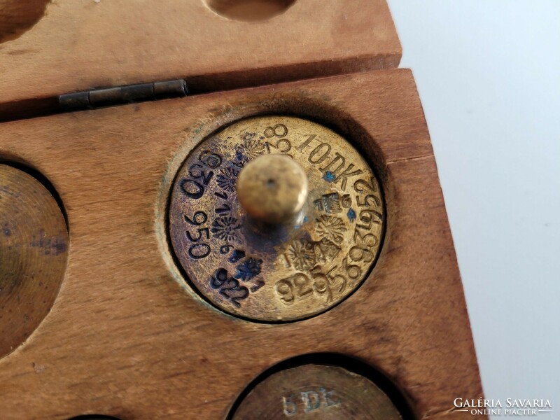 Old vintage from 1909 authenticated copper scale weight set scale weight