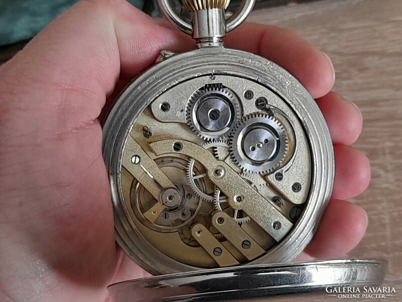 A fabulous rare huge regulator pocket watch in its original silver case