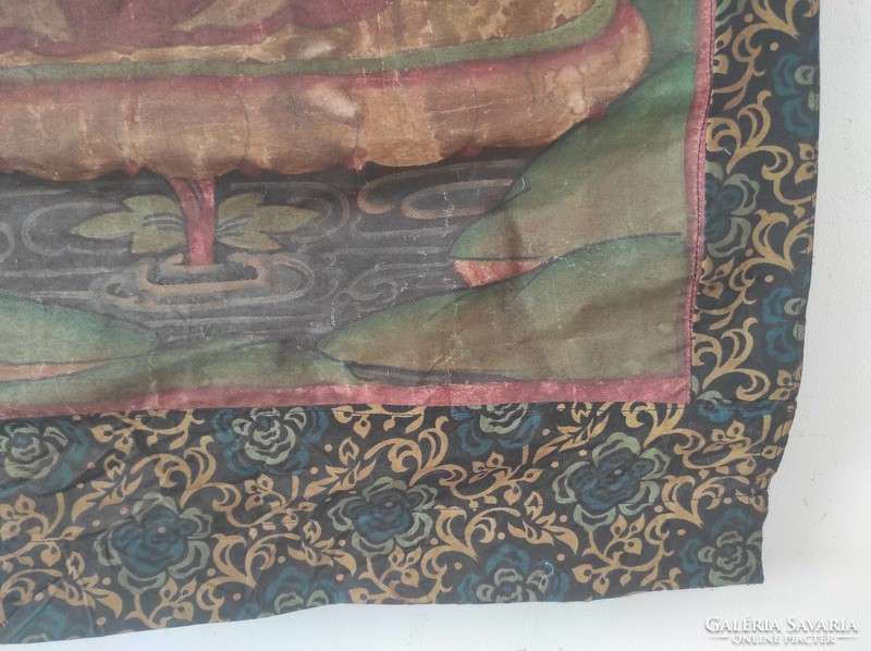Antik thanka thangka keretben Buddha buddhista kép kopottas 715 6884