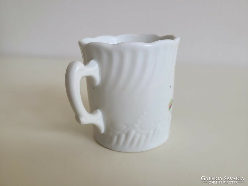 Old porcelain mug, memorial tea mug with rose lily flower pattern